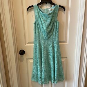 Aqua lace knee length dress, XS